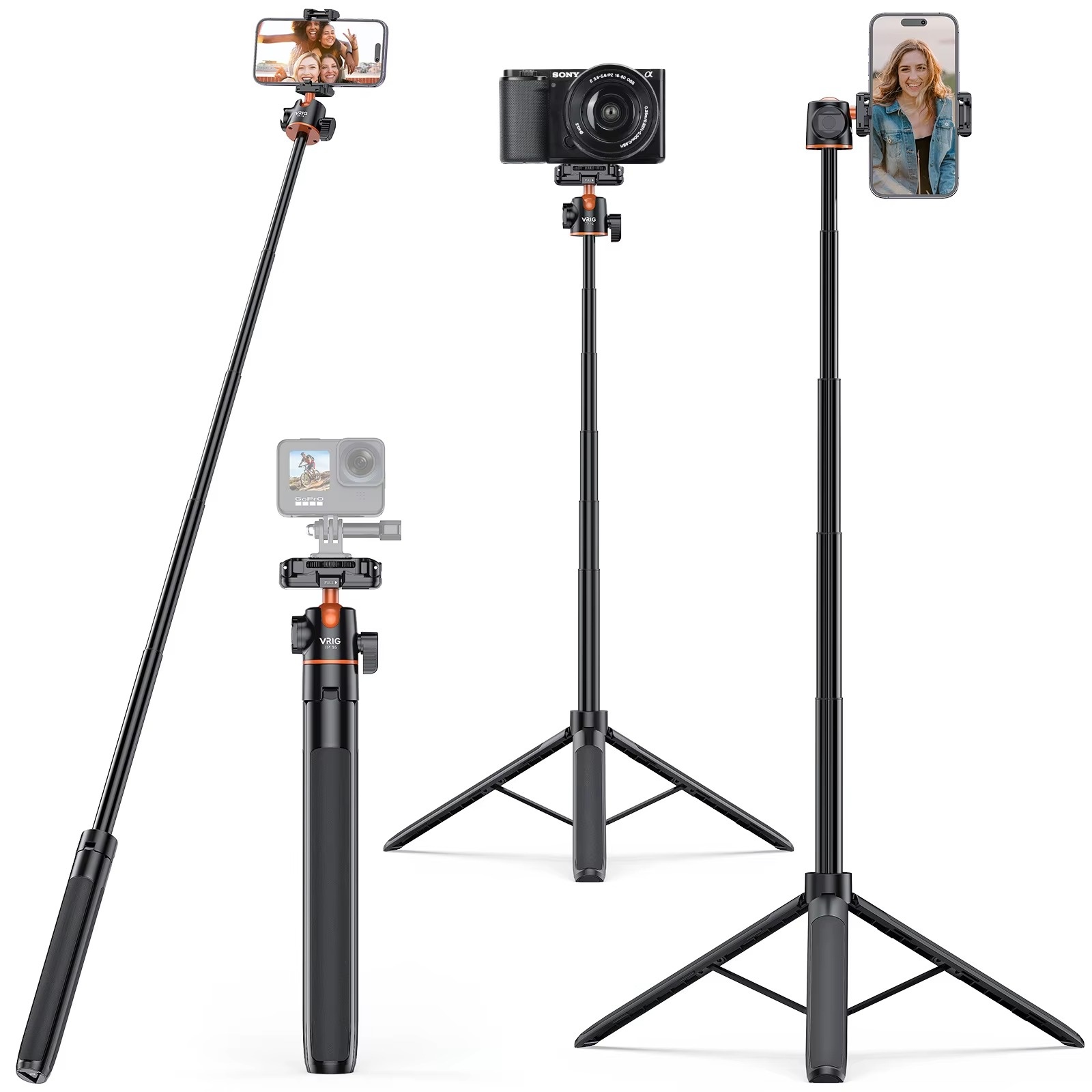 55 inches Extendable Phone Tripod – 2-in-1 Selfie Stick Tripod with Phone Clip1