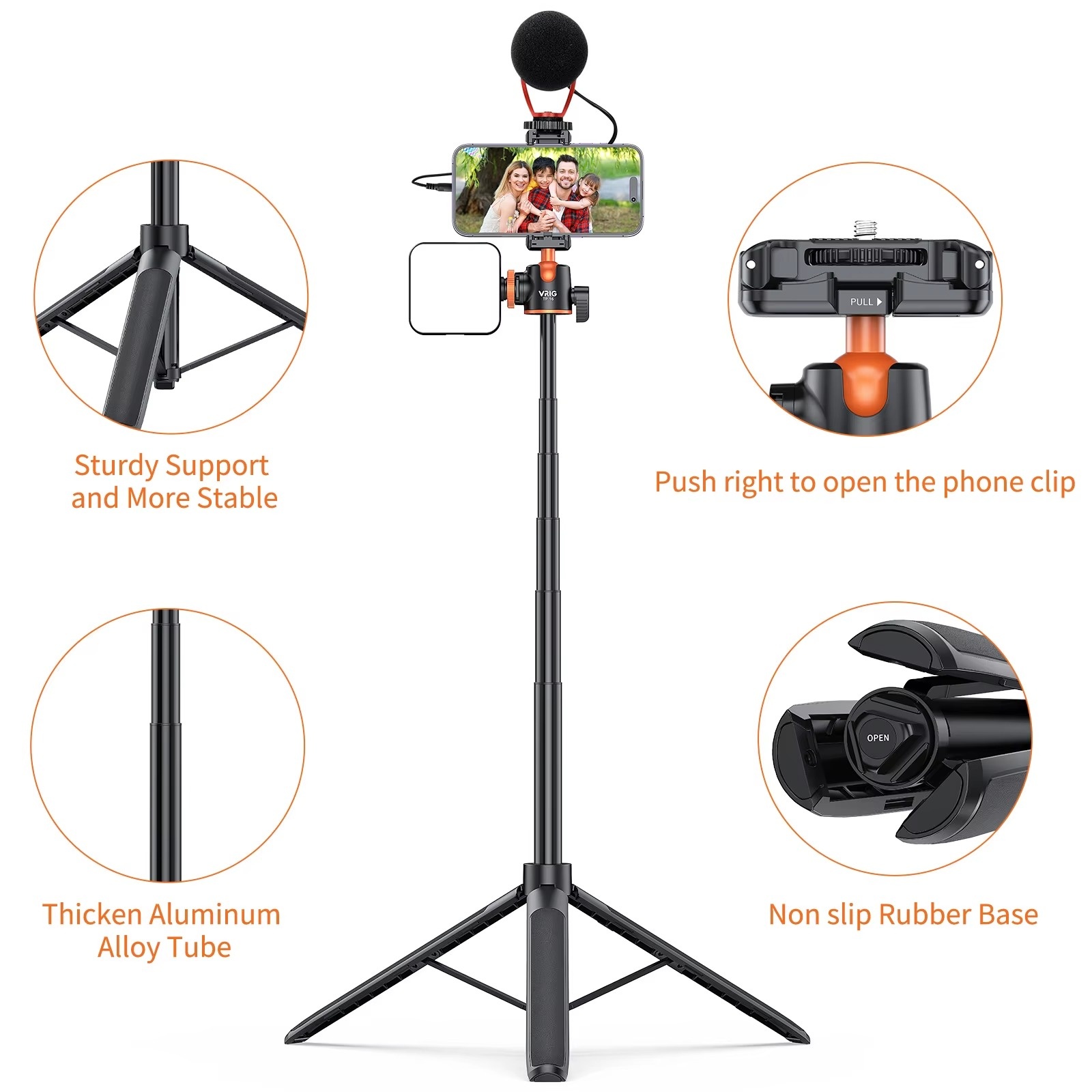 55 inches Extendable Phone Tripod – 2-in-1 Selfie Stick Tripod with Phone Clip3