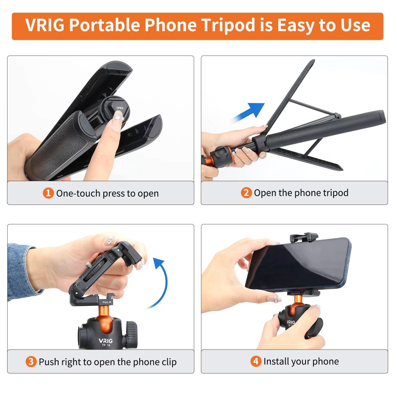 55 inches Extendable Phone Tripod – 2-in-1 Selfie Stick Tripod with Phone Clip4