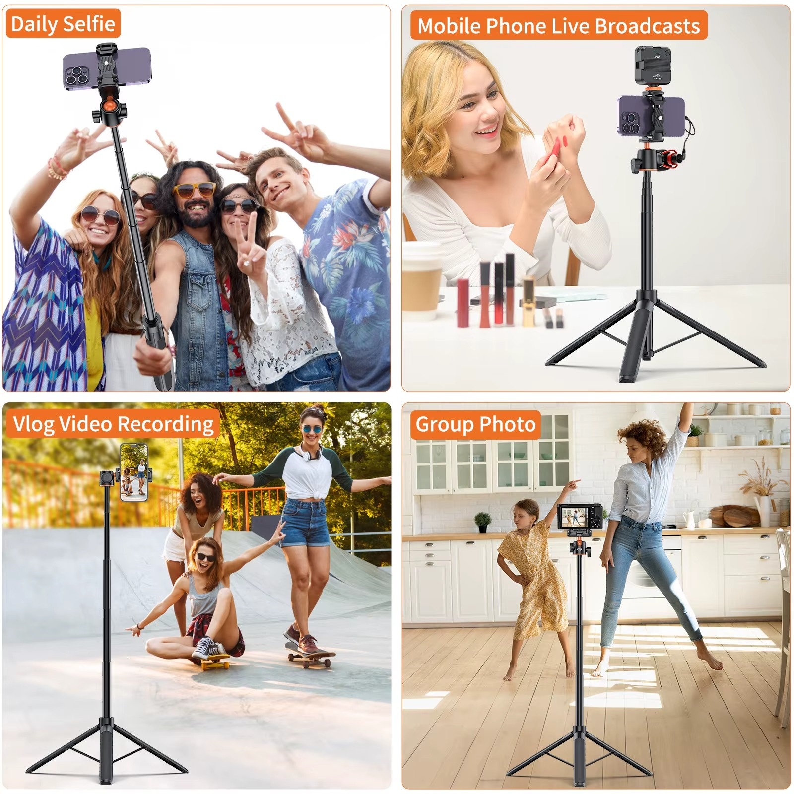 55 inches Extendable Phone Tripod – 2-in-1 Selfie Stick Tripod with Phone Clip6