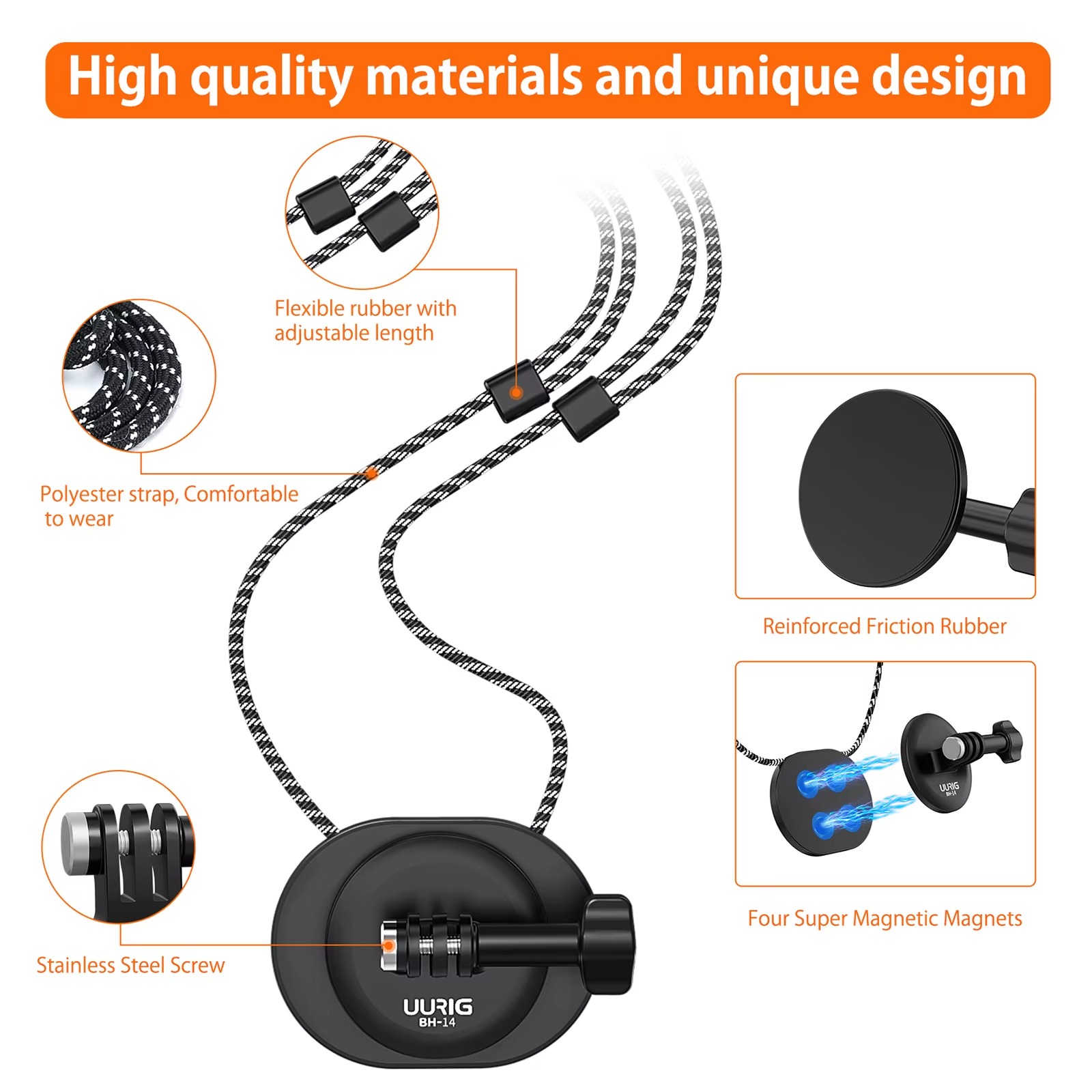 Magnetic Neck Selfie Holder for GoPro, Action Camera Mount with Quick Release Plate4
