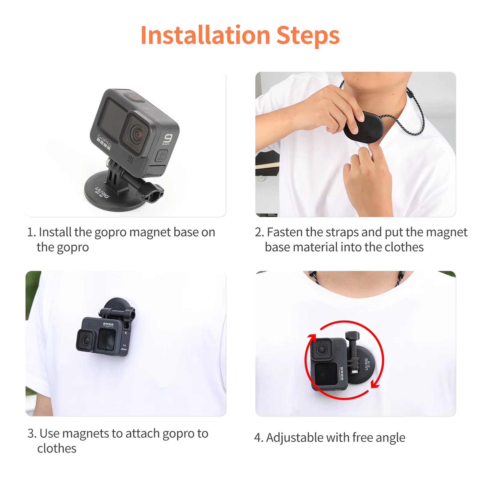 Magnetic Neck Selfie Holder for GoPro, Action Camera Mount with Quick Release Plate6