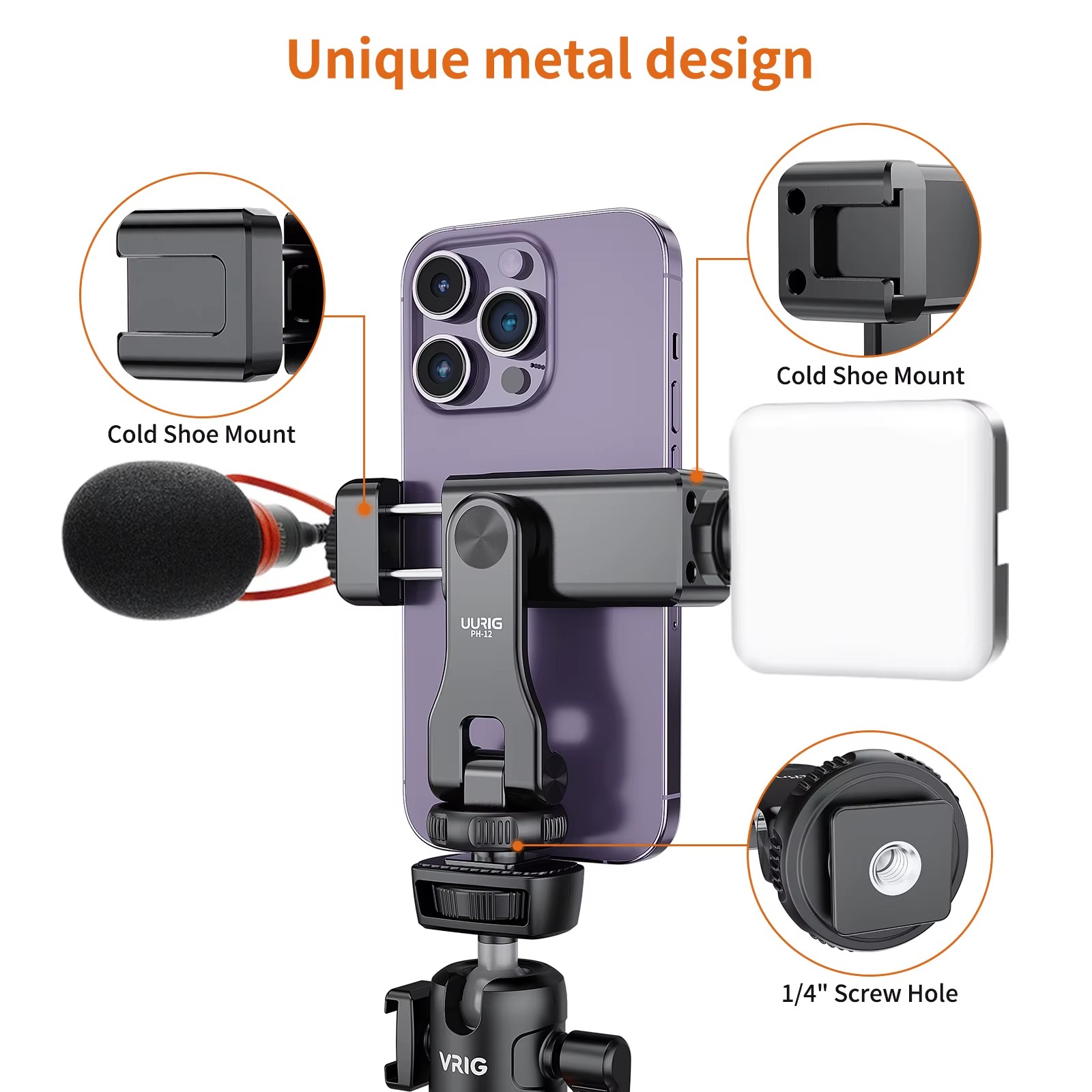 PH-12 Aluminum Phone Mount with Hot Shoe Adapter2