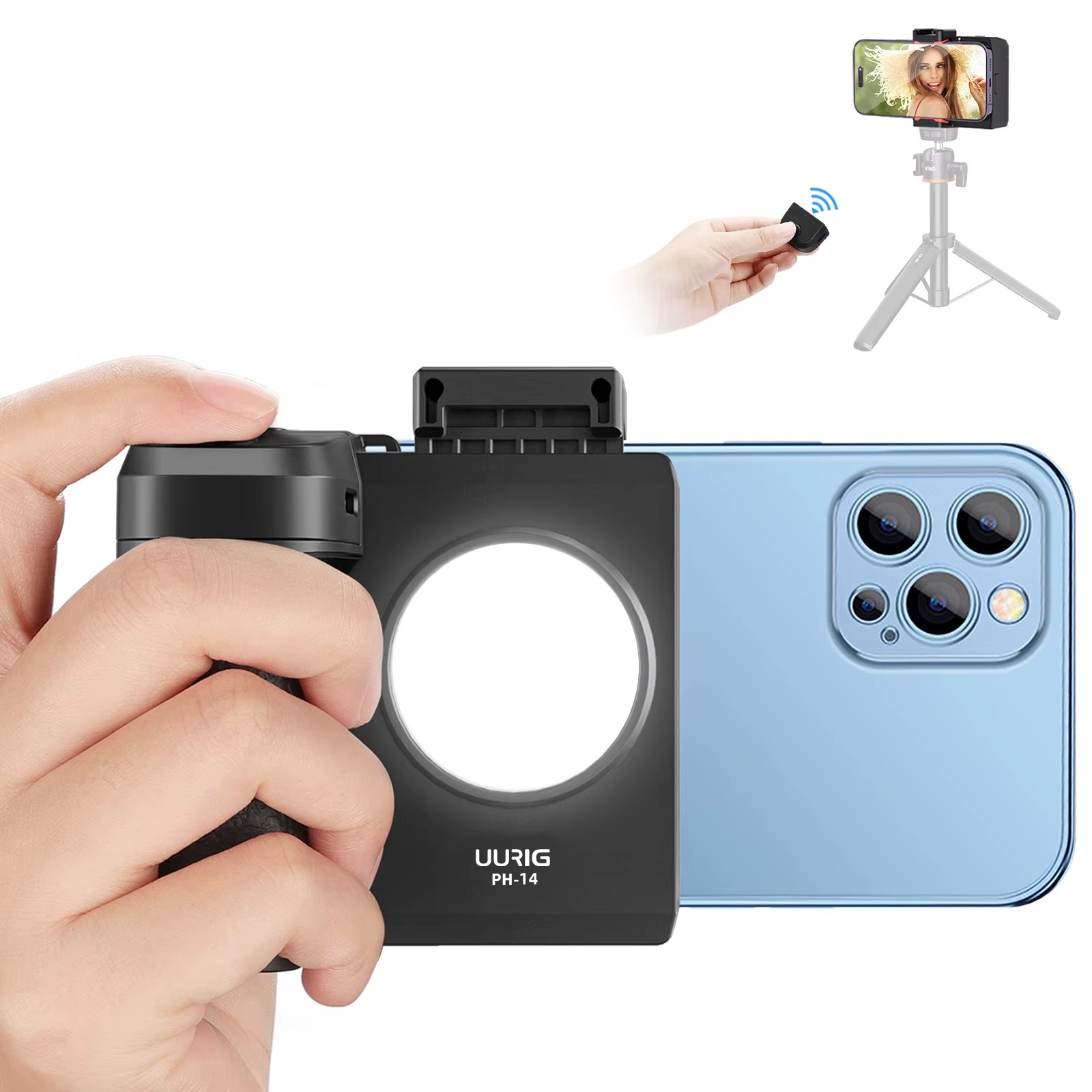 Smartphone Camera Grip with Detachable Wireless Bluetooth Shutter Remote