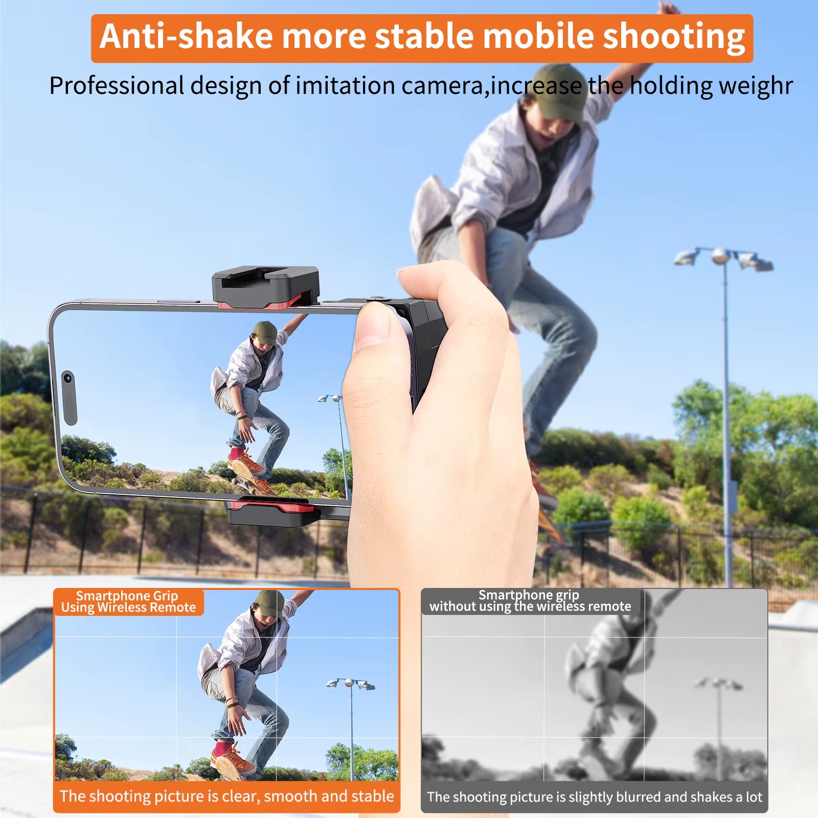 Smartphone Camera Grip with Detachable Wireless Bluetooth Shutter Remote8