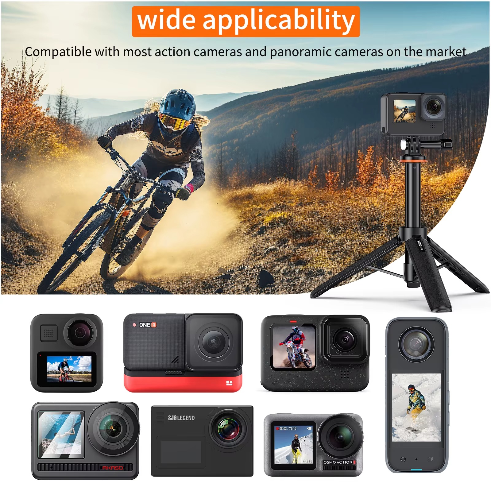 VRIG 20.1 Mini Extendable Tripod & Selfie Stick for GoPro Hero 1211109, DJI Action 543, Insta360 Ace Pro – Portable Camera Tripod for Action Cameras5
