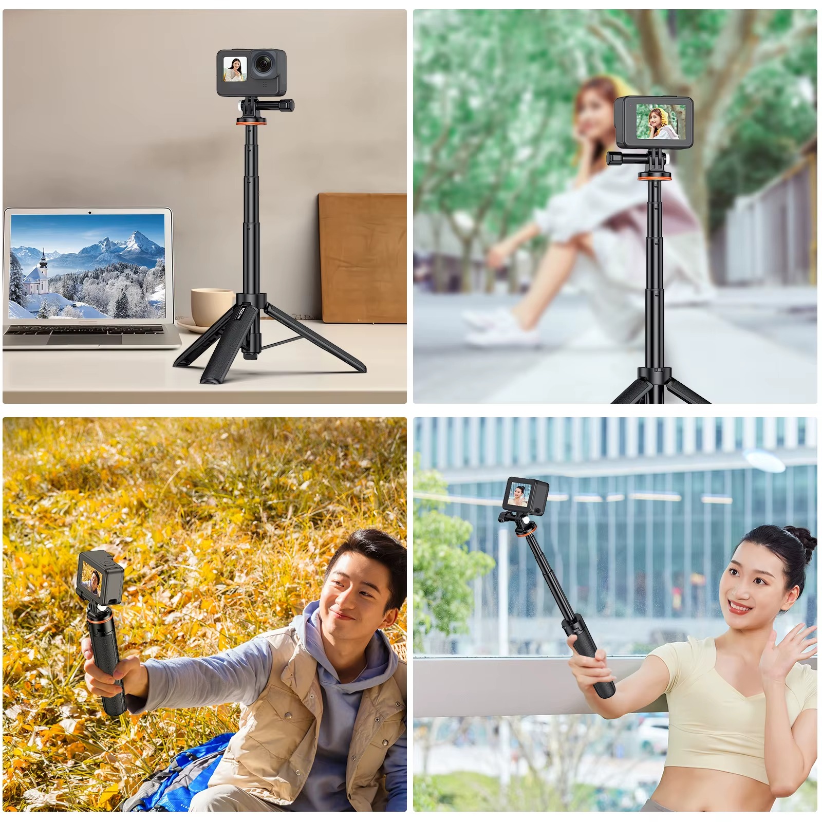 VRIG 20.1 Mini Extendable Tripod & Selfie Stick for GoPro Hero 1211109, DJI Action 543, Insta360 Ace Pro – Portable Camera Tripod for Action Cameras6