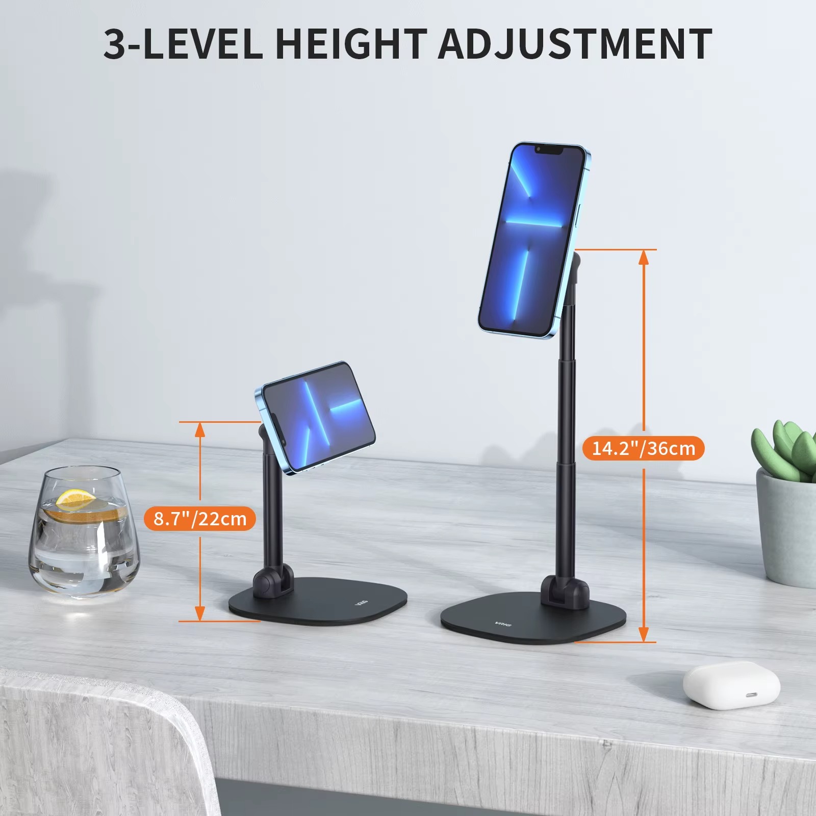 VRIG Adjustable Magnetic Phone Stand for Desk with Metal Attachment Ring8