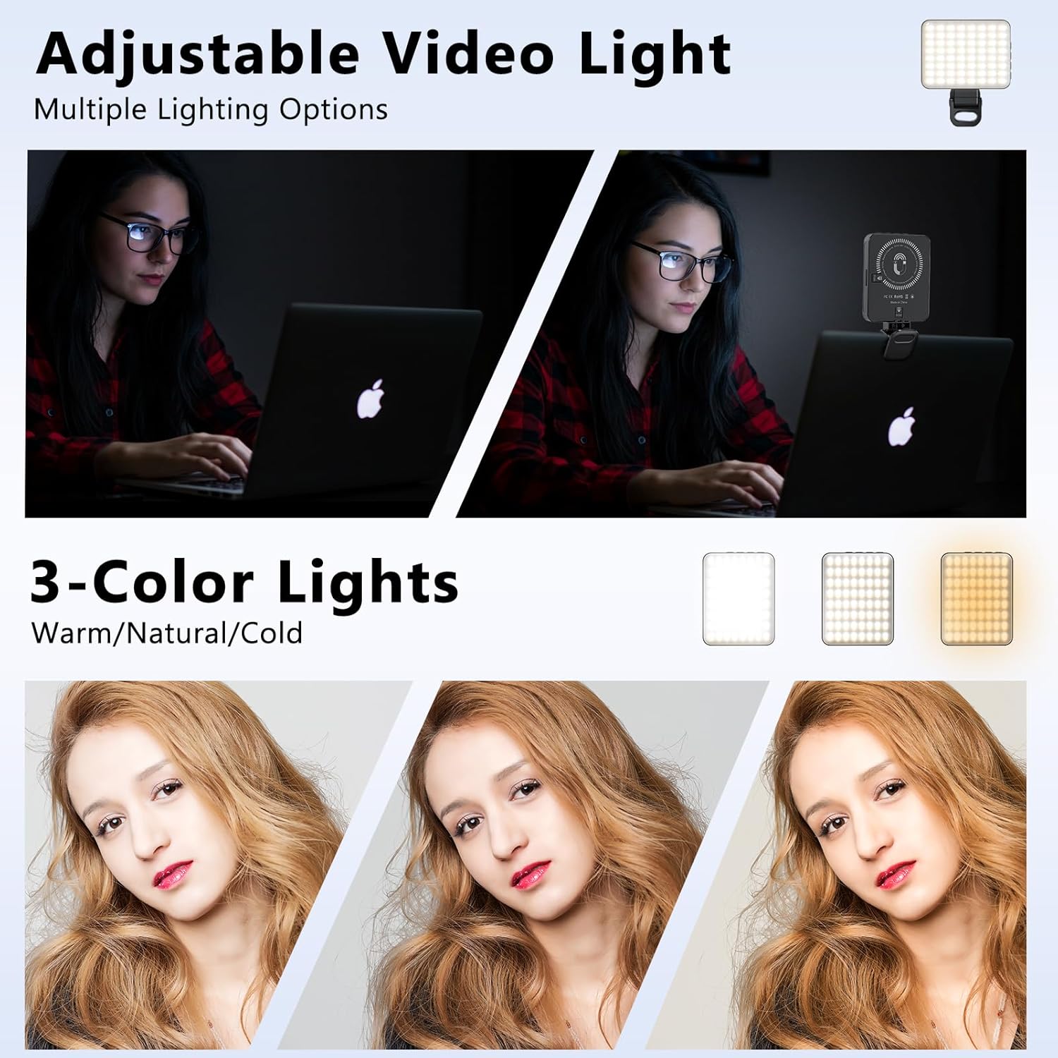 VRIG FD-128 Black Magnetic Rechargeable Selfie Light – 128 LED Video Light for Cell Phone/Laptop/Tablet/Camera, 3000K-6500K Adjustable Fill Light for Vlogging, TikTok, YouTube, Photography3
