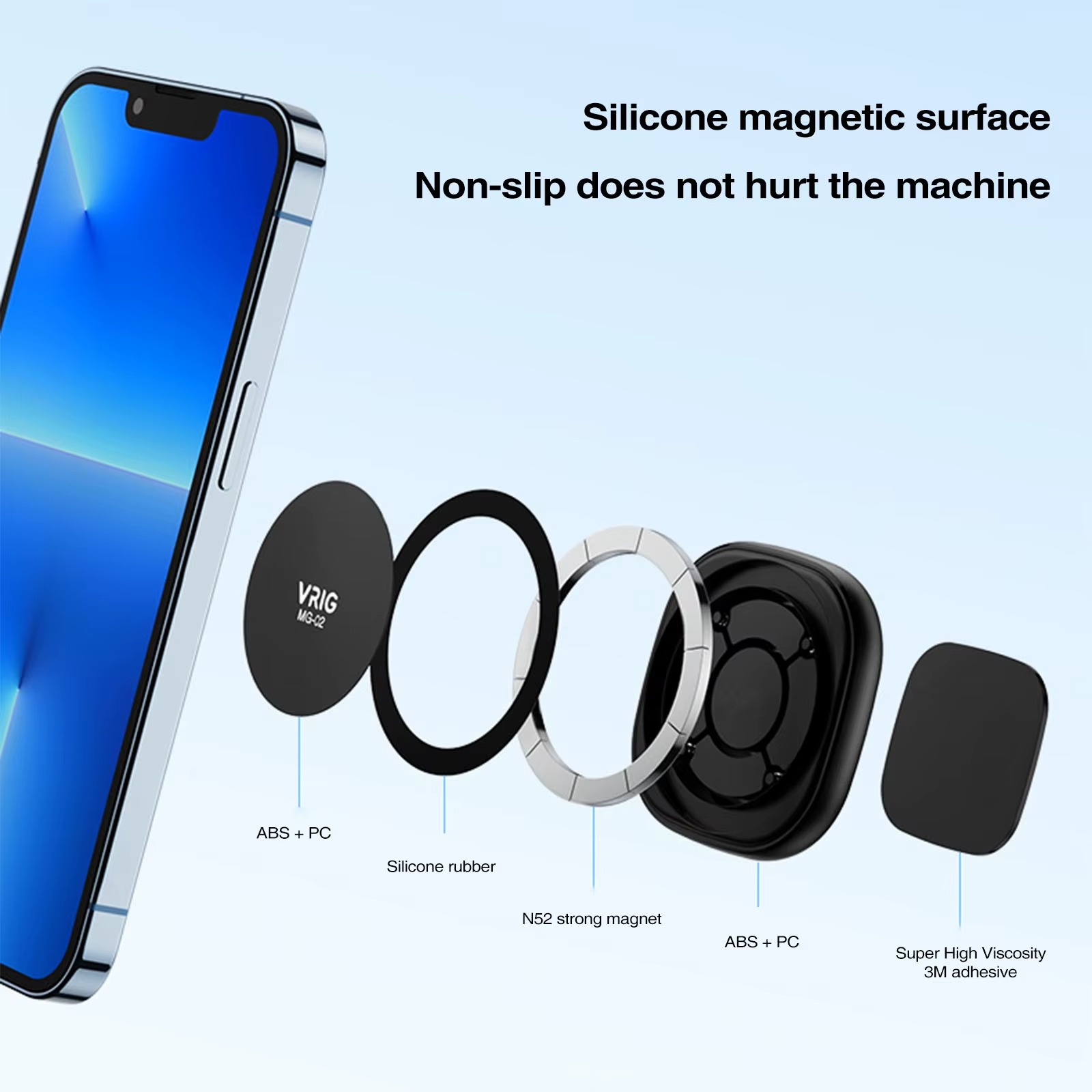 VRIG MG-02 MagSafe Magnetic Car Phone Holder5