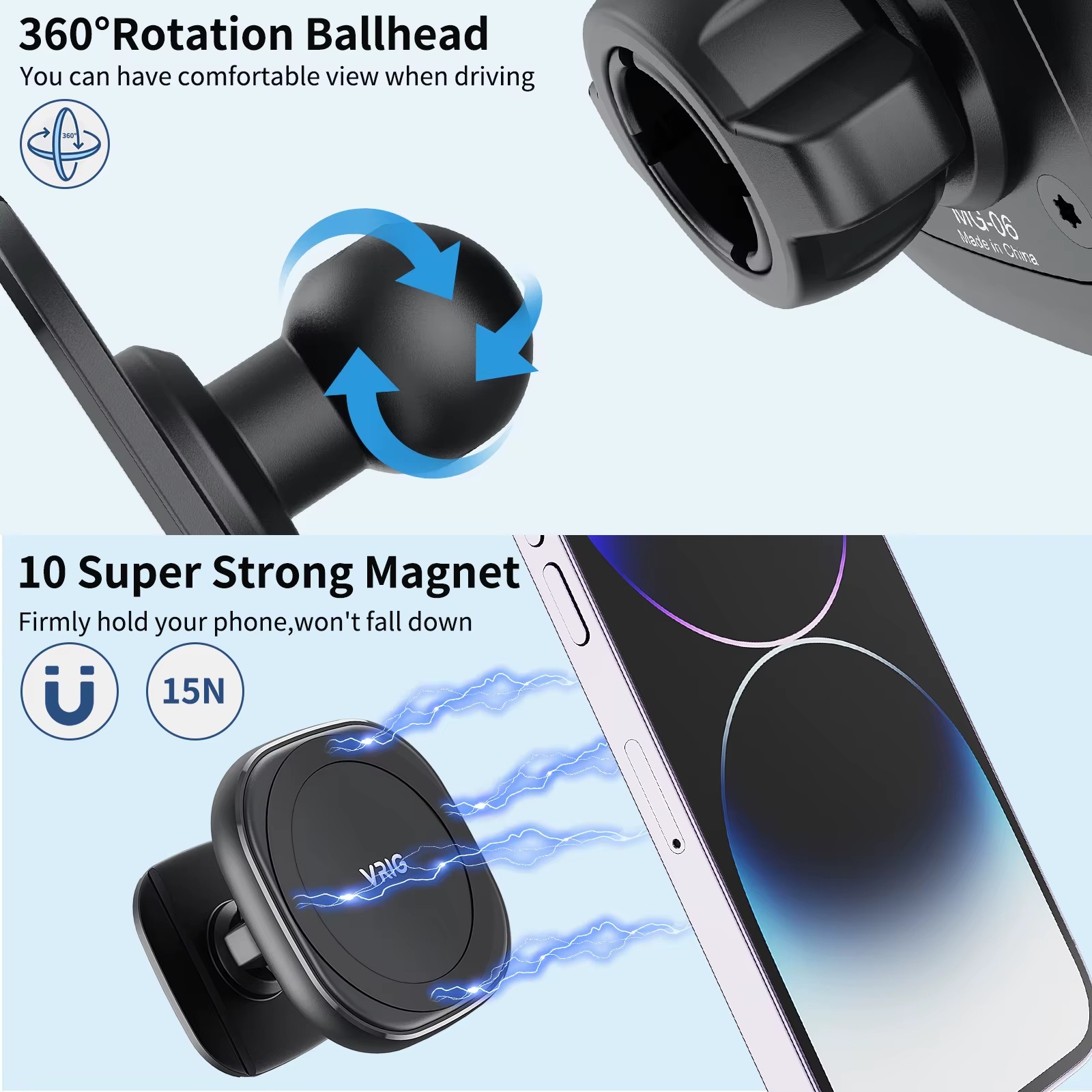 VRIG MG-06 Universal Magnetic Phone Stand – Car Phone Holder Mount for MagSafe iPhone, Android Phones, Mobile Devices, and Tablets9