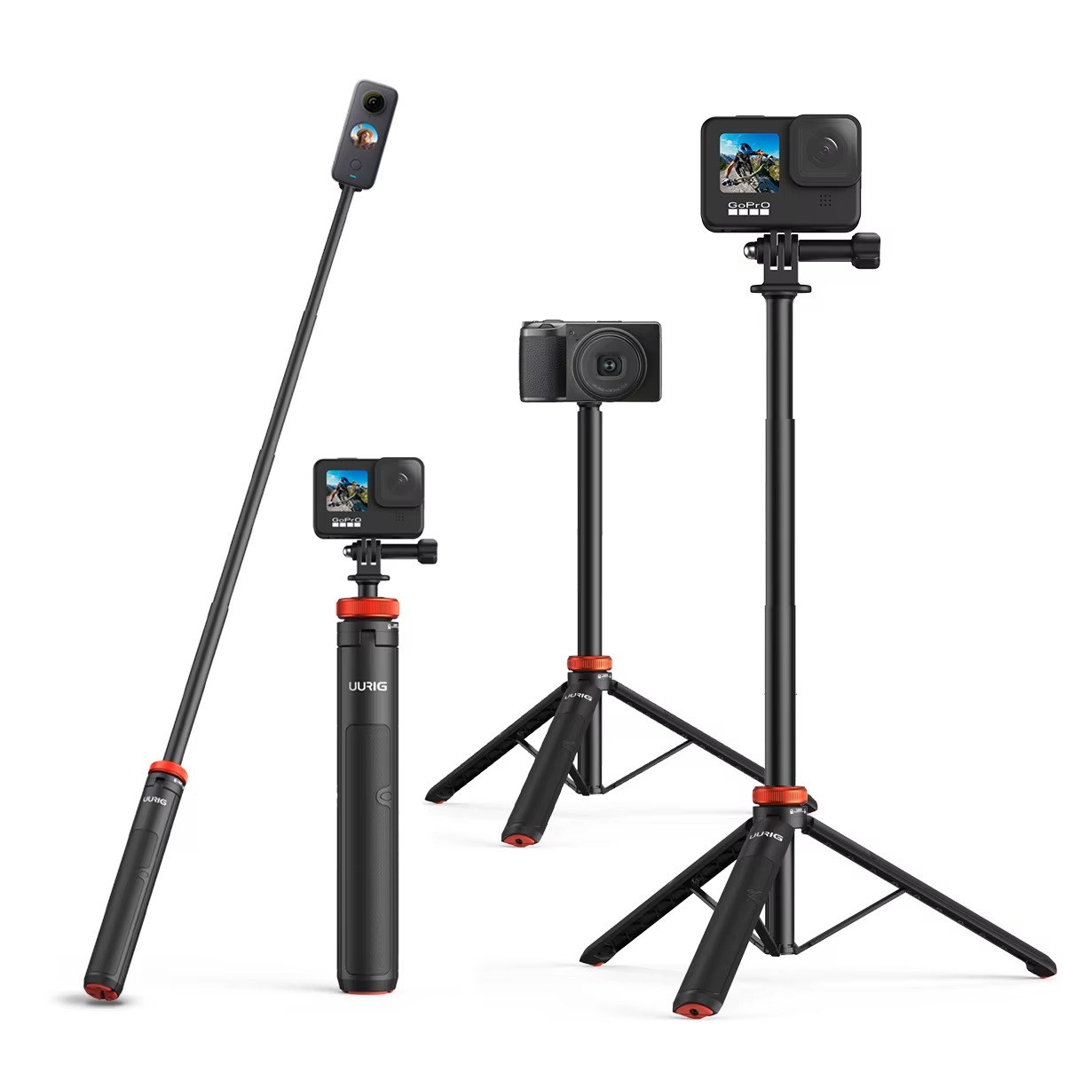 VRIG UURig TP-03 1.3M Extendable Selfie Stick Tripod for GoPro, DJI Osmo Action, Insta360 One R and Action Cameras1