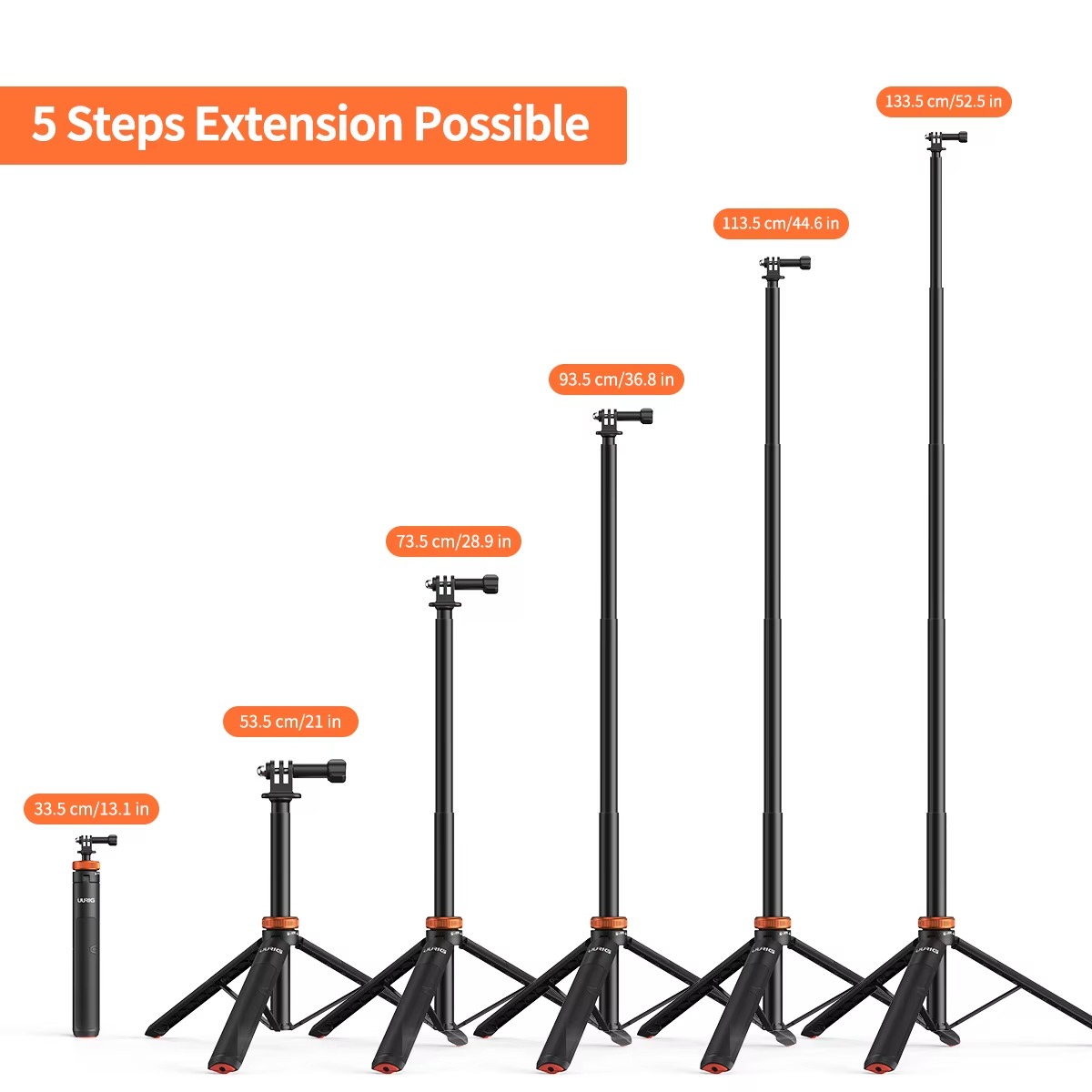 VRIG UURig TP-03 1.3M Extendable Selfie Stick Tripod for GoPro, DJI Osmo Action, Insta360 One R and Action Cameras2