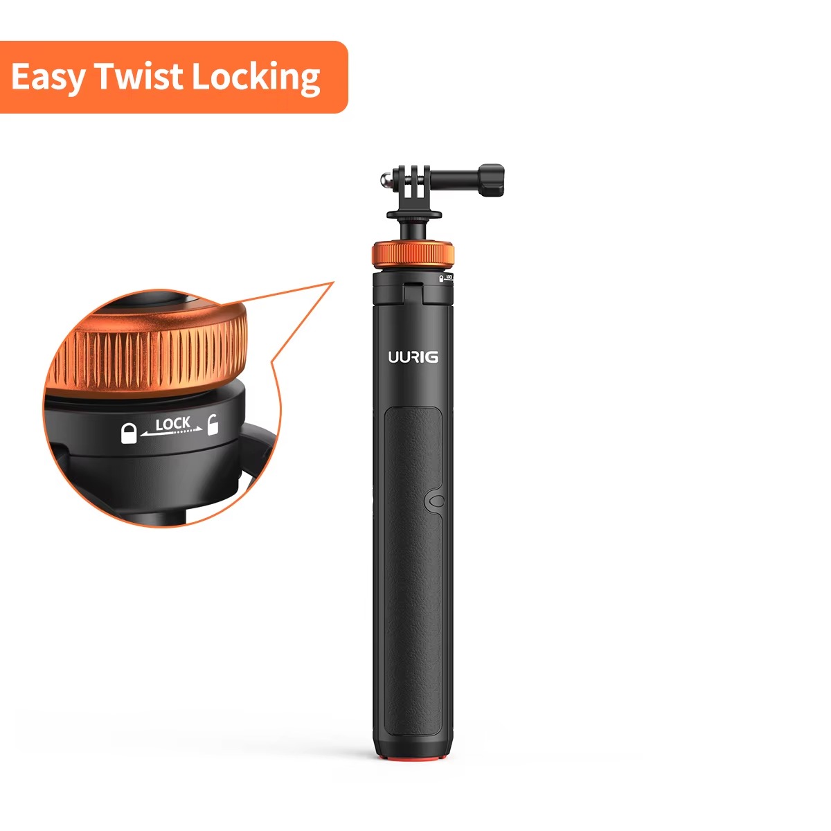 VRIG UURig TP-03 1.3M Extendable Selfie Stick Tripod for GoPro, DJI Osmo Action, Insta360 One R and Action Cameras4