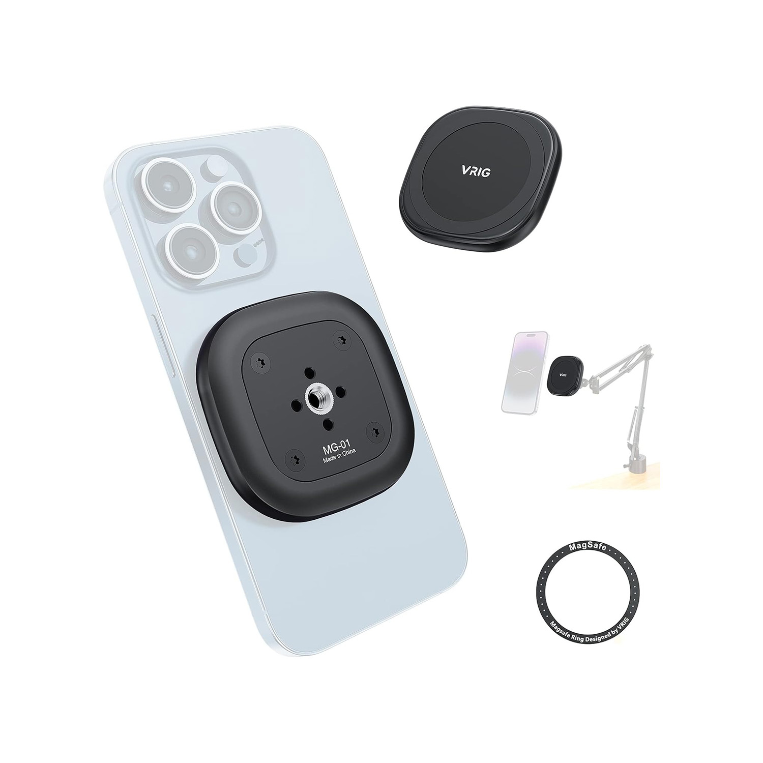 Magnetic Phone Tripod Mount – Universal 1/4" Tripod Adapter with Powerful Magnetic Ring & ARRI Locating Holes