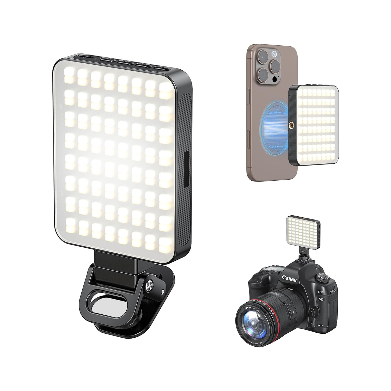 VRIG FD-128 Black Magnetic Rechargeable Selfie Light – 128 LED Video Light for Cell Phone/Laptop/Tablet/Camera, 3000K-6500K Adjustable Fill Light for Vlogging, TikTok, YouTube, Photography